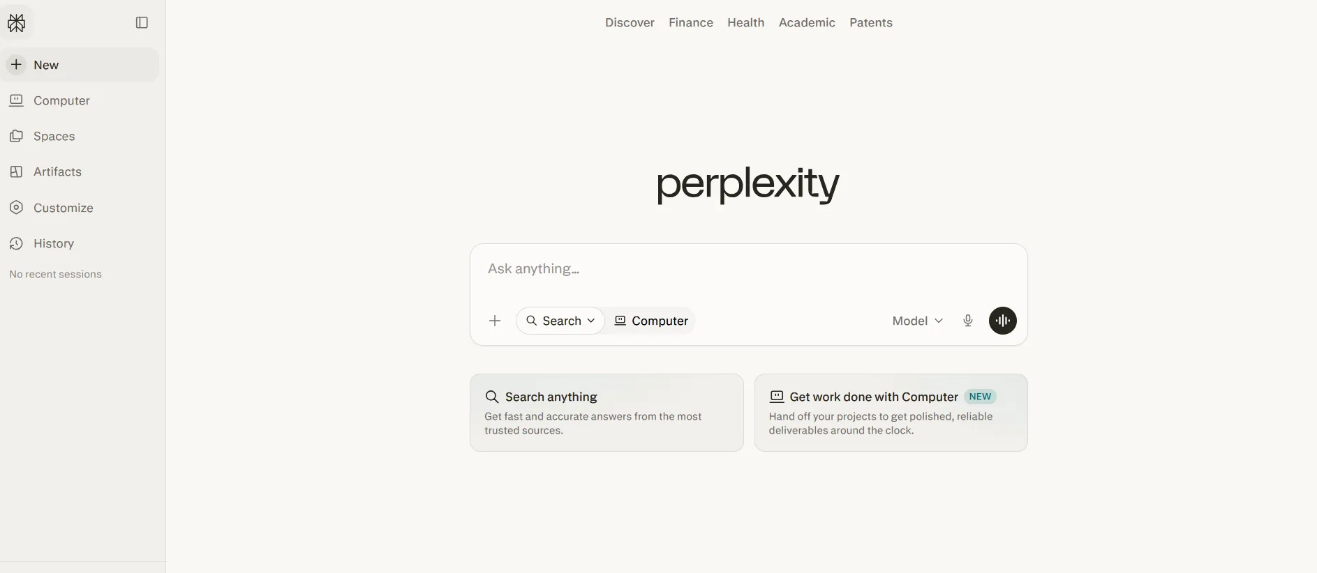 Perplexity screenshot 1